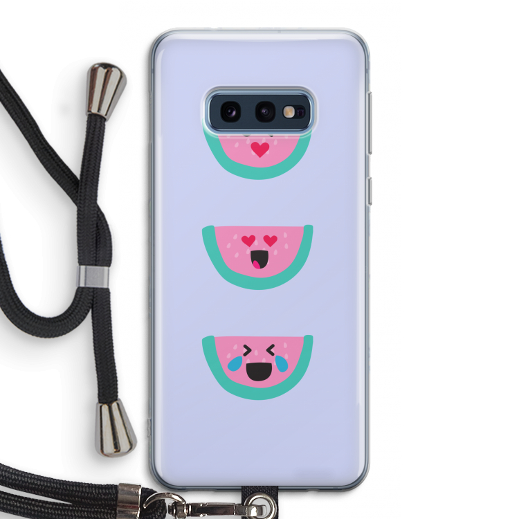 Smiley watermeloen: Samsung Galaxy S10e Transparant Hoesje met koord