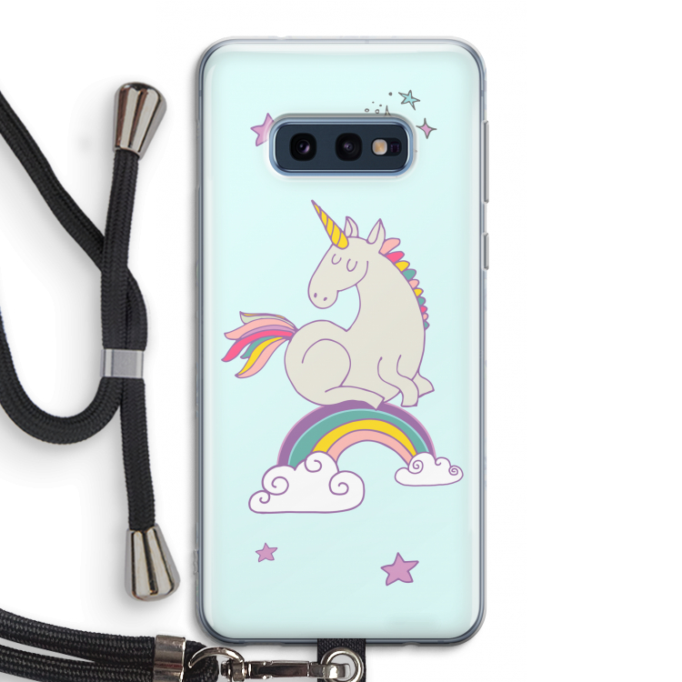 Regenboog eenhoorn: Samsung Galaxy S10e Transparant Hoesje met koord
