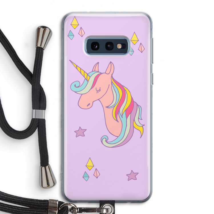 Roze eenhoorn: Samsung Galaxy S10e Transparant Hoesje met koord