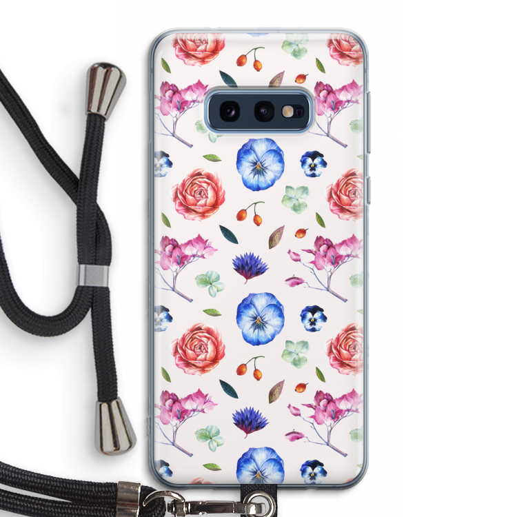 Bloemetjes: Samsung Galaxy S10e Transparant Hoesje met koord