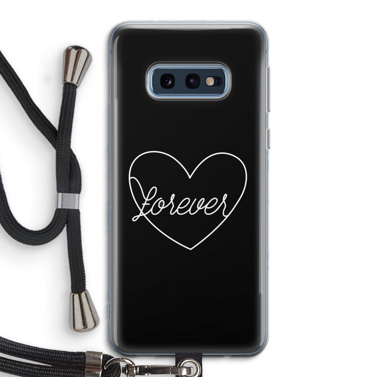 Forever heart black: Samsung Galaxy S10e Transparant Hoesje met koord