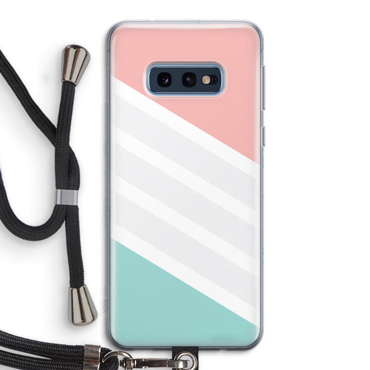 Strepen pastel: Samsung Galaxy S10e Transparant Hoesje met koord