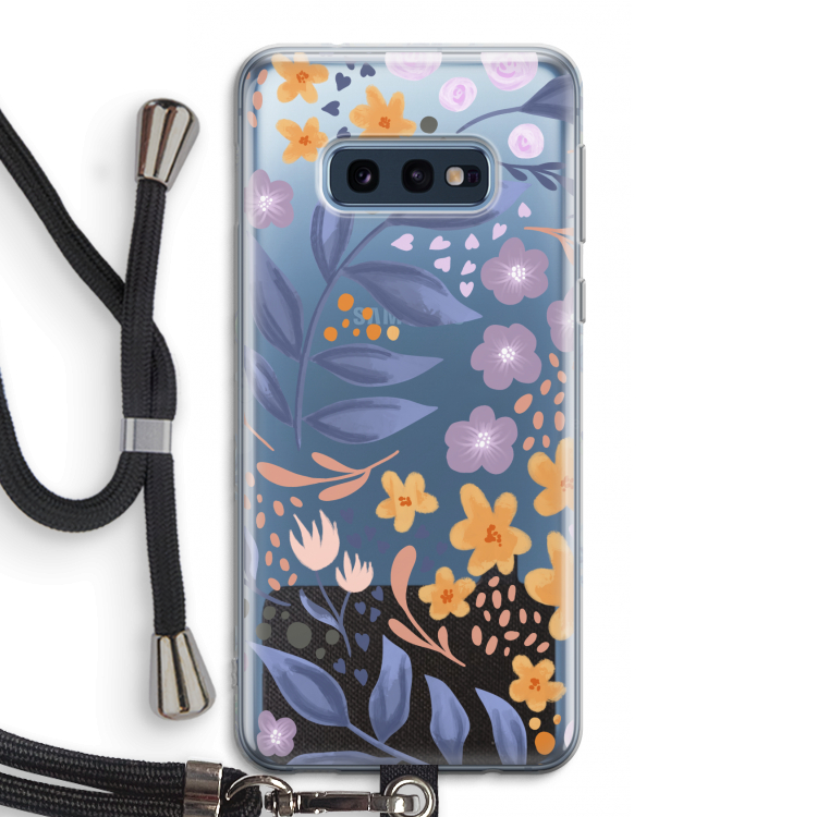 Flowers with blue leaves: Samsung Galaxy S10e Transparant Hoesje met koord