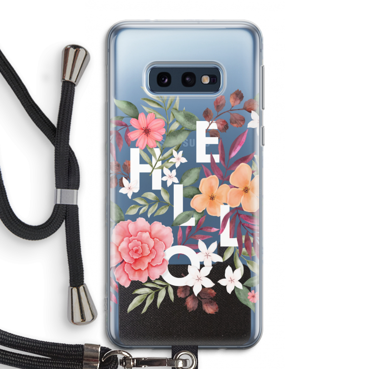 Hello in flowers: Samsung Galaxy S10e Transparant Hoesje met koord