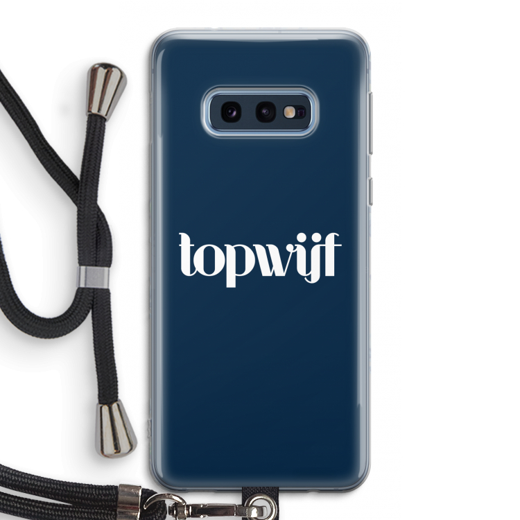 Topwijf Navy: Samsung Galaxy S10e Transparant Hoesje met koord