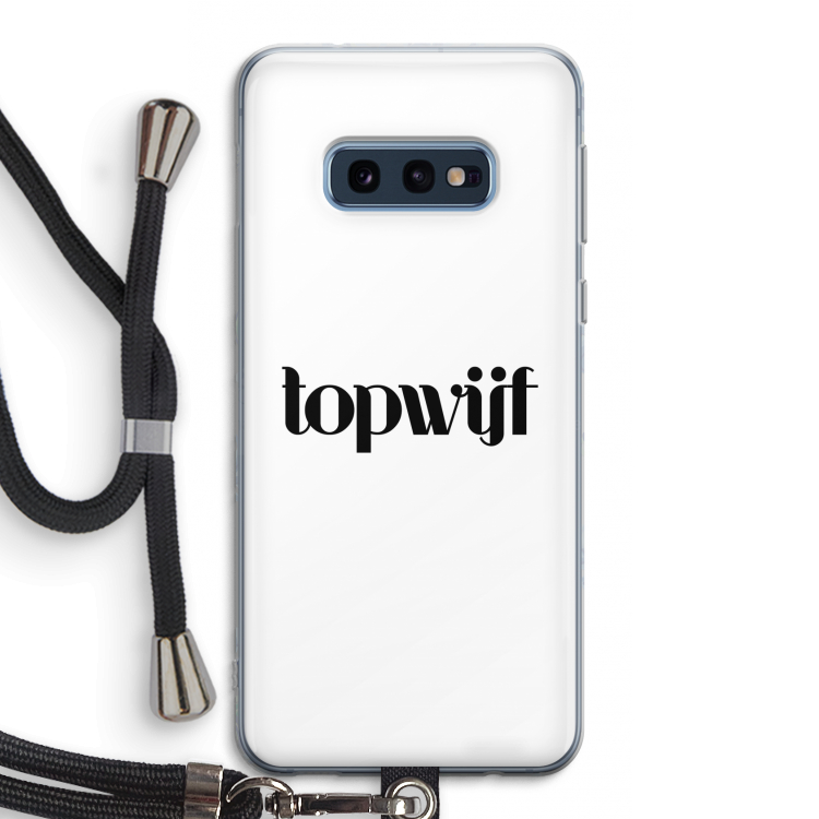Topwijf Wit: Samsung Galaxy S10e Transparant Hoesje met koord
