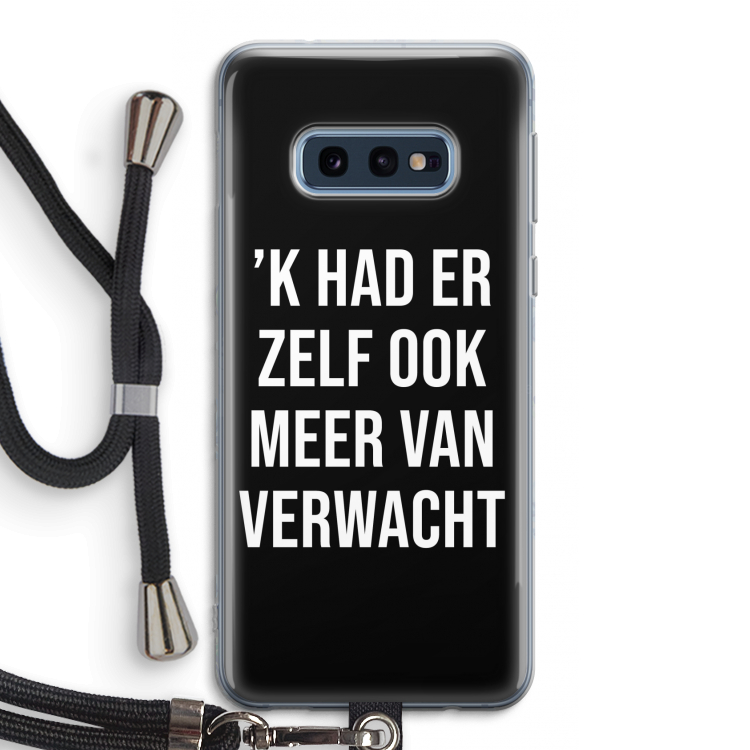 Meer verwacht - Zwart: Samsung Galaxy S10e Transparant Hoesje met koord