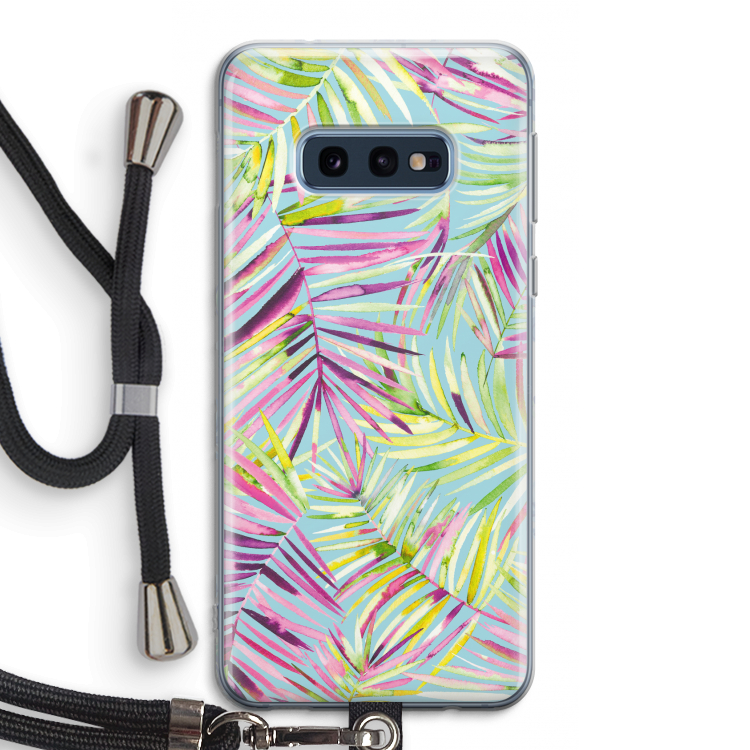 Tropical Palms Blue: Samsung Galaxy S10e Transparant Hoesje met koord