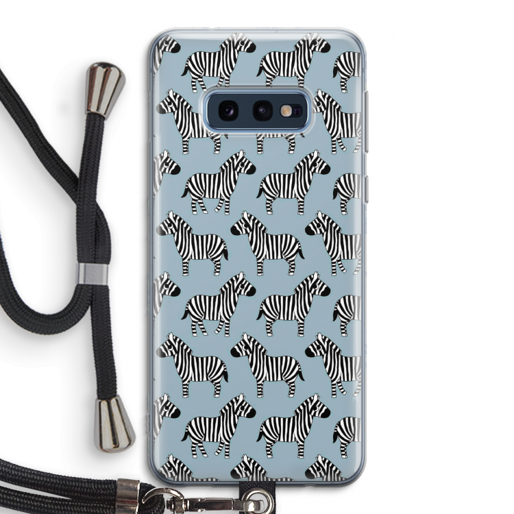Zebra: Samsung Galaxy S10e Transparant Hoesje met koord
