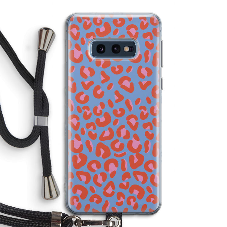 Leopard blue: Samsung Galaxy S10e Transparant Hoesje met koord