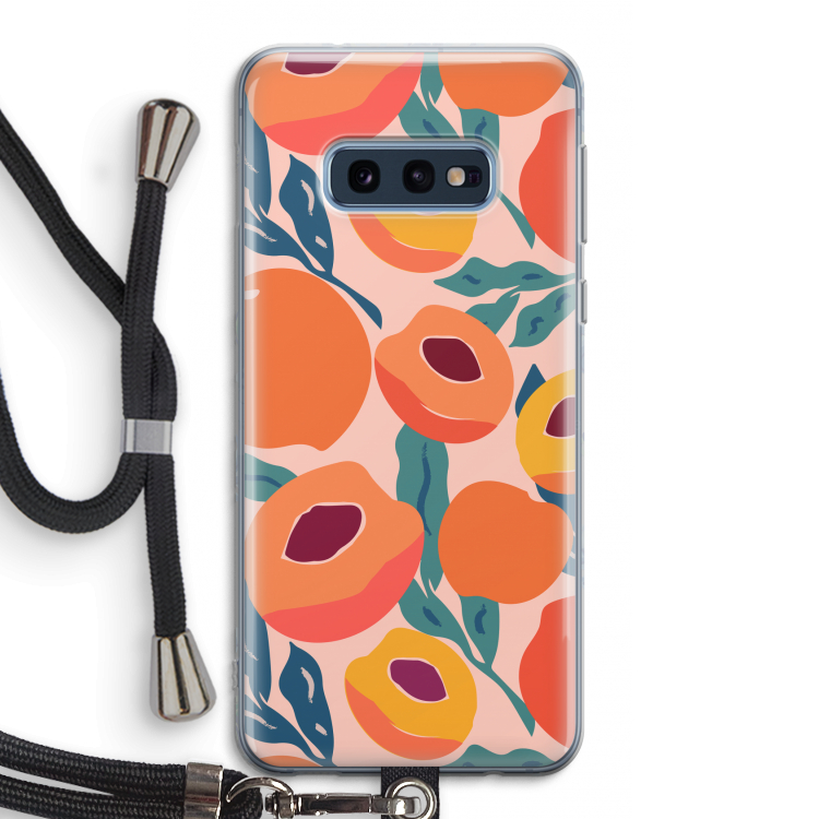 Perzik: Samsung Galaxy S10e Transparant Hoesje met koord
