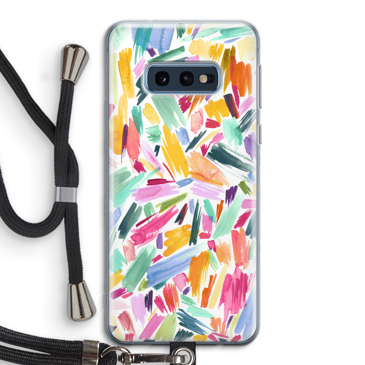 Watercolor Brushstrokes: Samsung Galaxy S10e Transparant Hoesje met koord