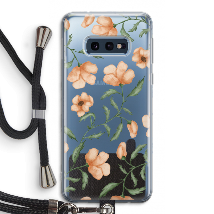 Peachy flowers: Samsung Galaxy S10e Transparant Hoesje met koord