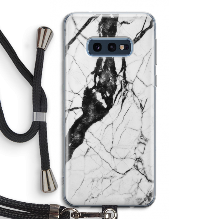 Witte marmer 2: Samsung Galaxy S10e Transparant Hoesje met koord