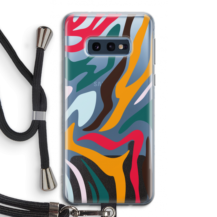 Colored Zebra: Samsung Galaxy S10e Transparant Hoesje met koord