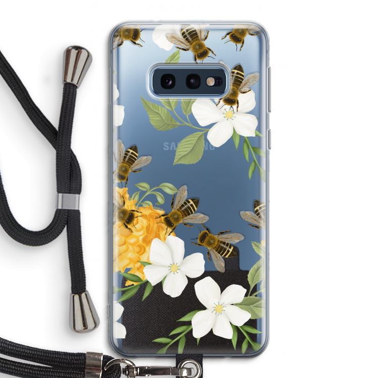 No flowers without bees: Samsung Galaxy S10e Transparant Hoesje met koord