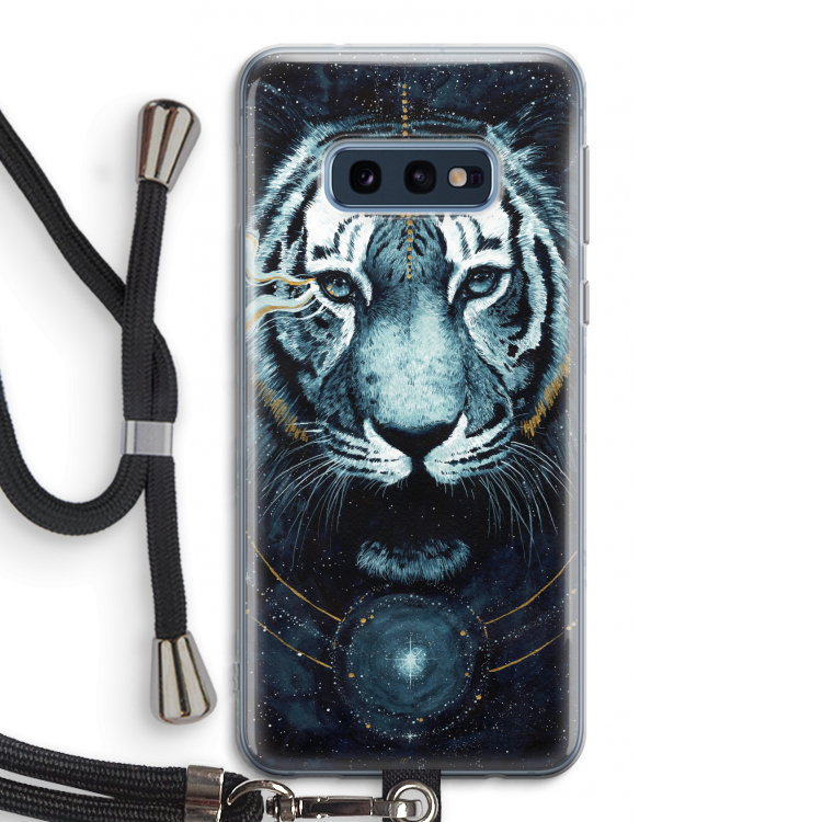 Darkness Tiger: Samsung Galaxy S10e Transparant Hoesje met koord