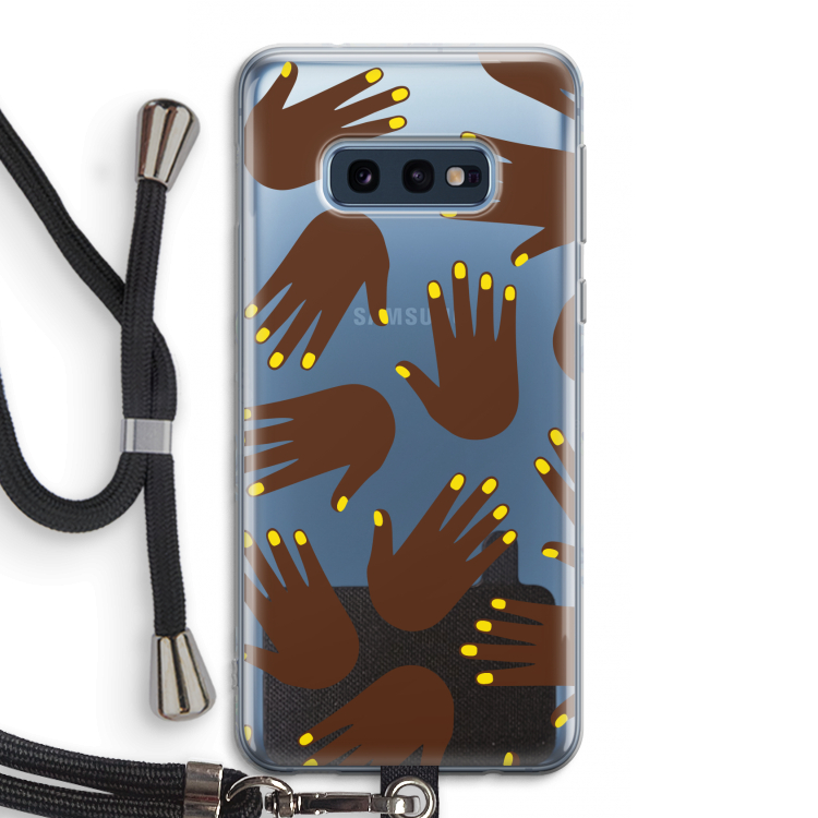 Hands dark: Samsung Galaxy S10e Transparant Hoesje met koord