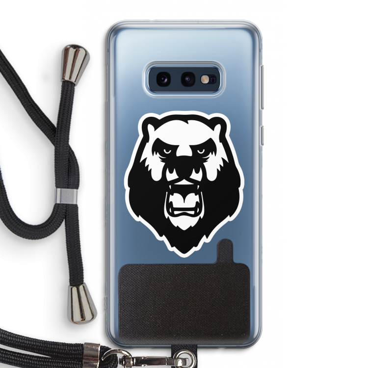 Angry Bear (white): Samsung Galaxy S10e Transparant Hoesje met koord