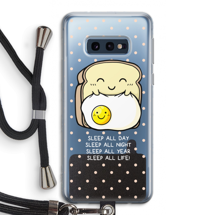 Sleep All Day: Samsung Galaxy S10e Transparant Hoesje met koord