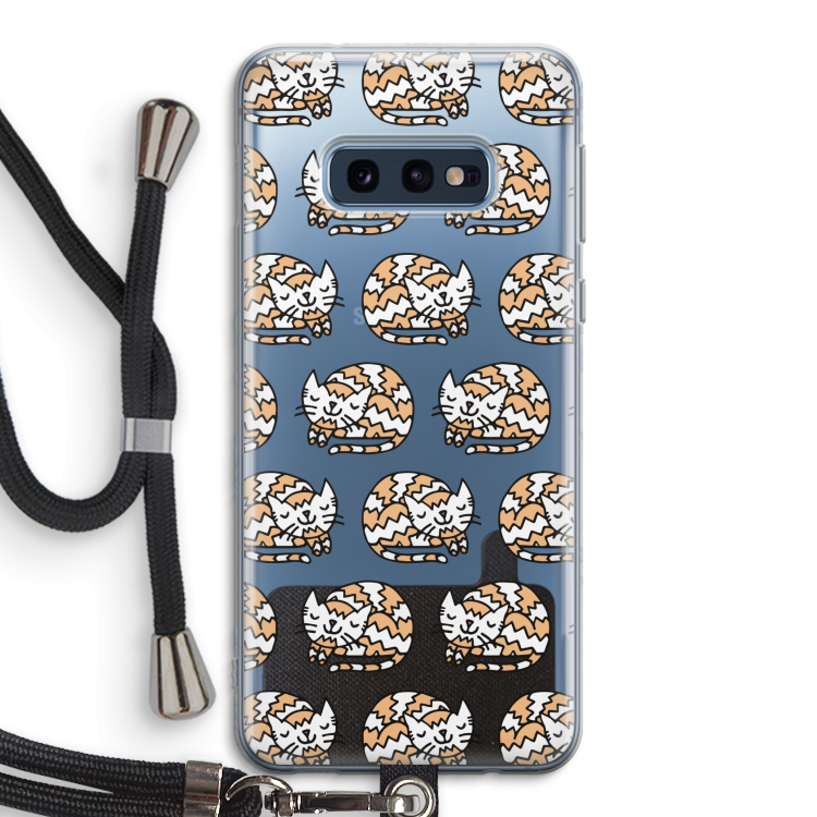 Slapende poes: Samsung Galaxy S10e Transparant Hoesje met koord