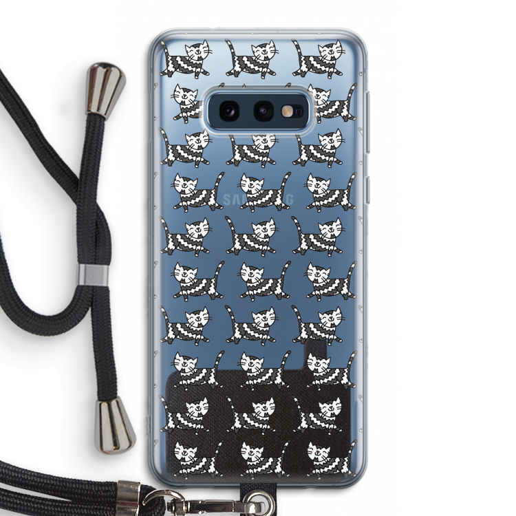 Zwarte poes: Samsung Galaxy S10e Transparant Hoesje met koord