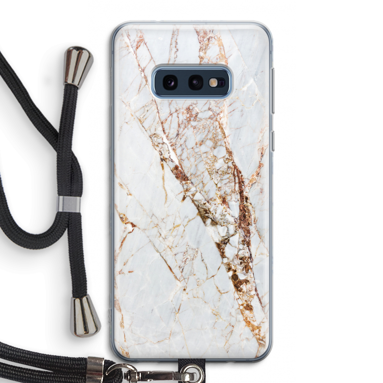 Goud marmer: Samsung Galaxy S10e Transparant Hoesje met koord
