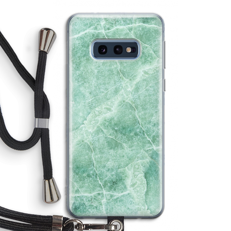 Groen marmer: Samsung Galaxy S10e Transparant Hoesje met koord