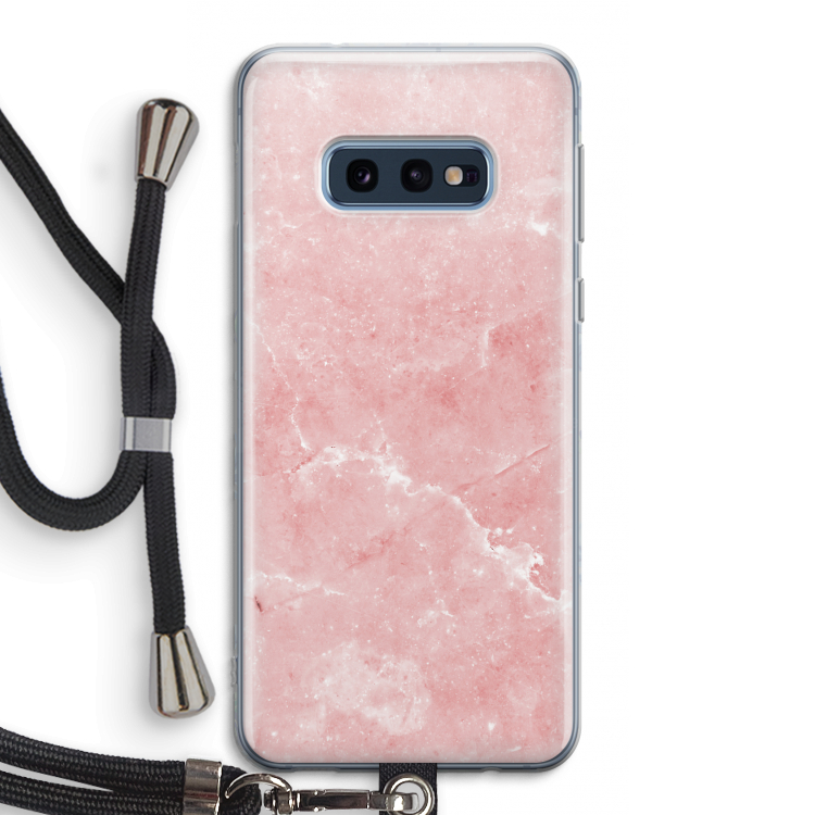 Roze marmer: Samsung Galaxy S10e Transparant Hoesje met koord