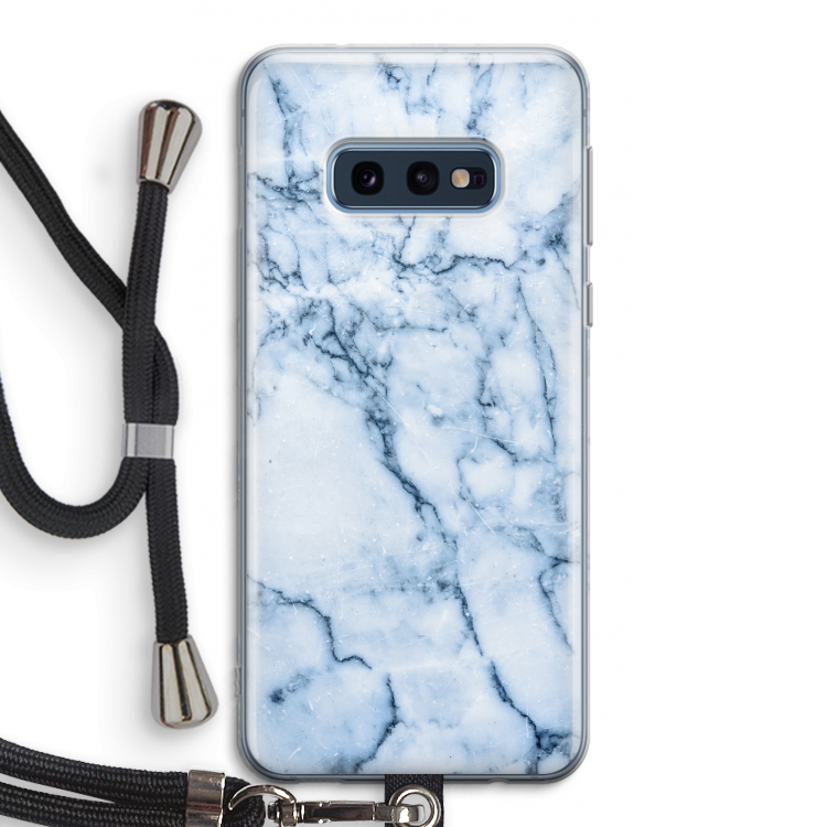 Blauw marmer: Samsung Galaxy S10e Transparant Hoesje met koord