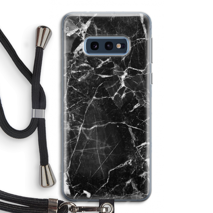 Zwart Marmer 2: Samsung Galaxy S10e Transparant Hoesje met koord
