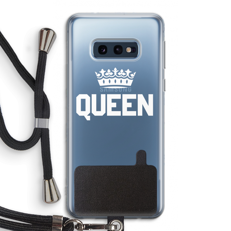 Queen zwart: Samsung Galaxy S10e Transparant Hoesje met koord