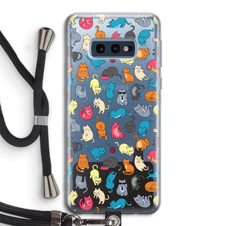 Kleurrijke katten: Samsung Galaxy S10e Transparant Hoesje met koord