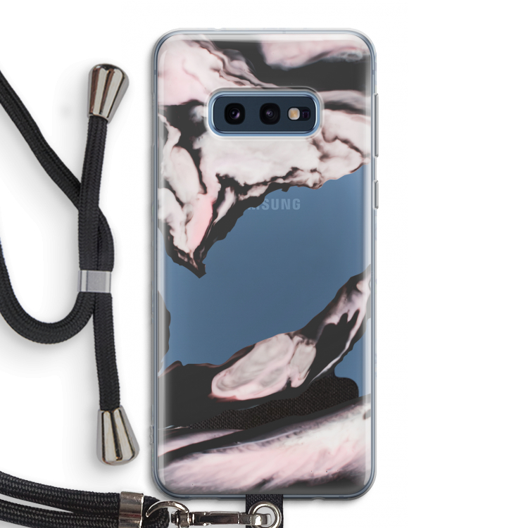 Roze stroom: Samsung Galaxy S10e Transparant Hoesje met koord