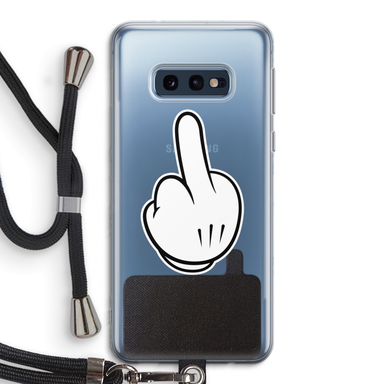 Middle finger white: Samsung Galaxy S10e Transparant Hoesje met koord