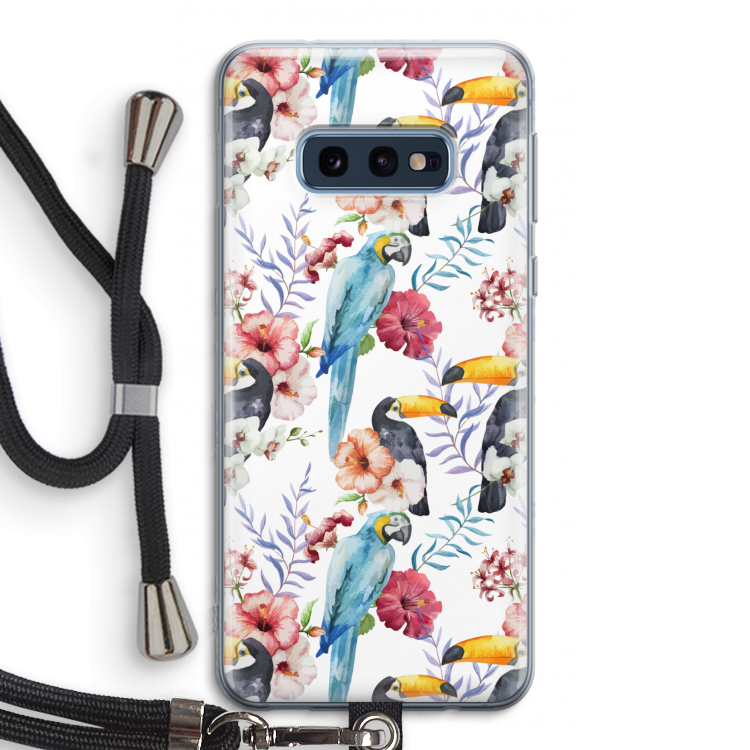 Bloemen tukan: Samsung Galaxy S10e Transparant Hoesje met koord