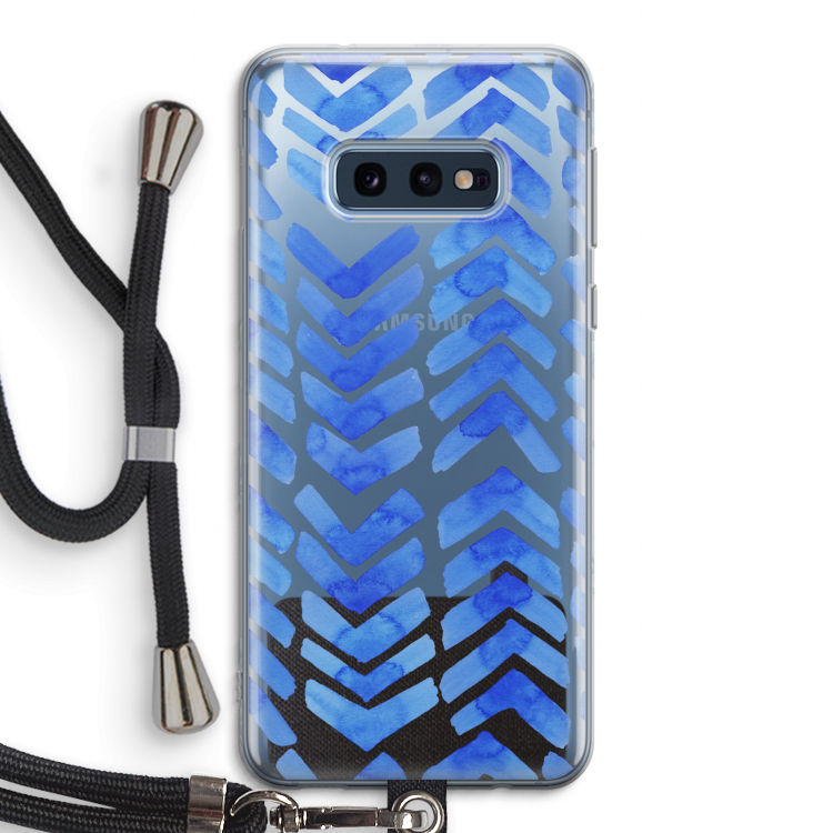 Blauwe pijlen: Samsung Galaxy S10e Transparant Hoesje met koord