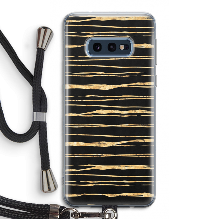 Gouden strepen: Samsung Galaxy S10e Transparant Hoesje met koord