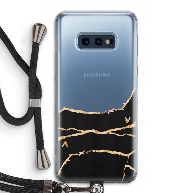 Gouden marmer: Samsung Galaxy S10e Transparant Hoesje met koord