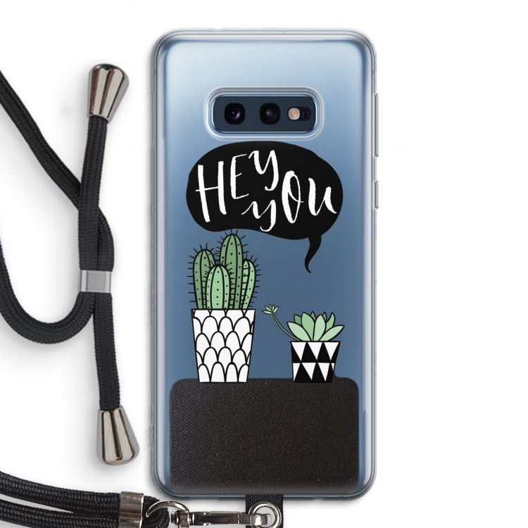 Hey you cactus: Samsung Galaxy S10e Transparant Hoesje met koord
