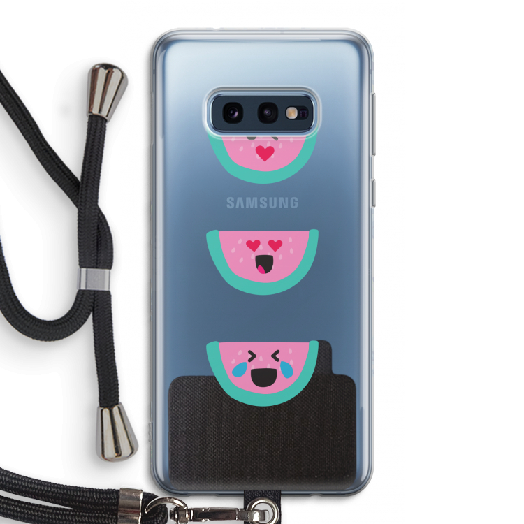 Smiley watermeloen: Samsung Galaxy S10e Transparant Hoesje met koord