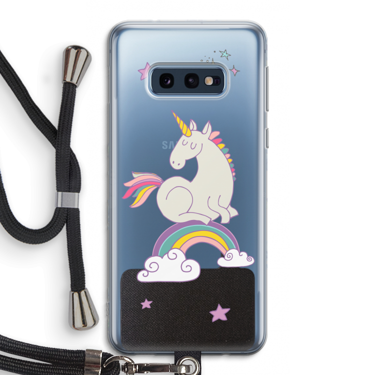 Regenboog eenhoorn: Samsung Galaxy S10e Transparant Hoesje met koord