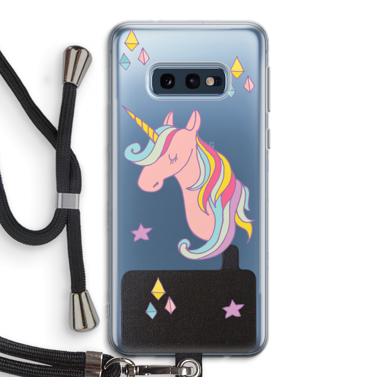 Roze eenhoorn: Samsung Galaxy S10e Transparant Hoesje met koord