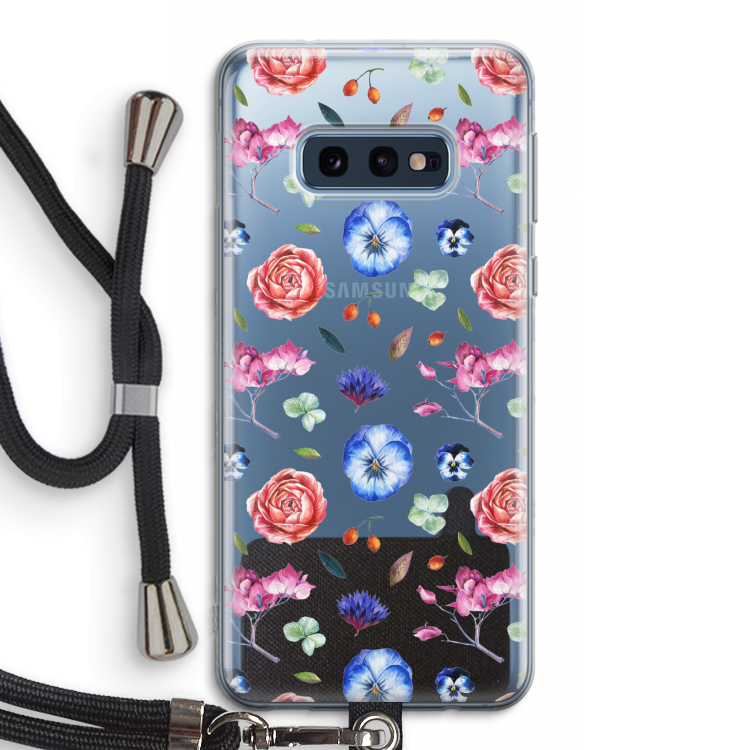 Bloemetjes: Samsung Galaxy S10e Transparant Hoesje met koord