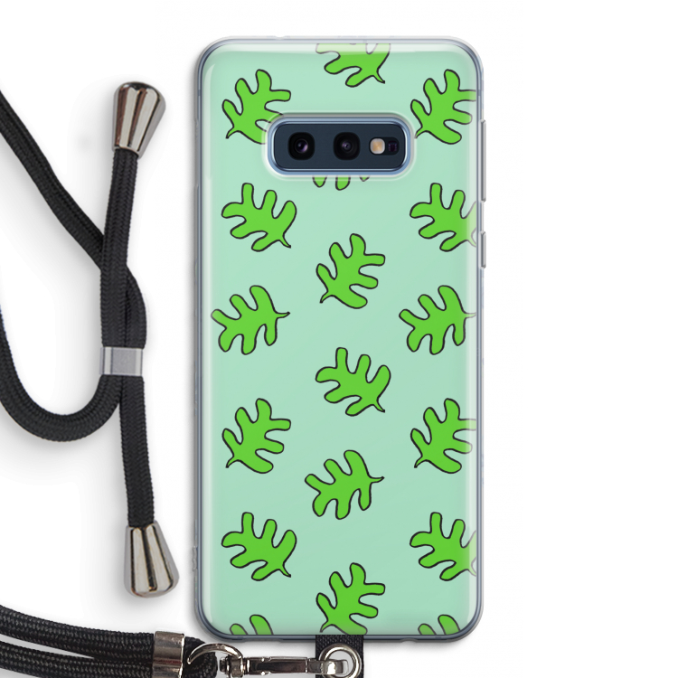 Groene blaadjes: Samsung Galaxy S10e Transparant Hoesje met koord