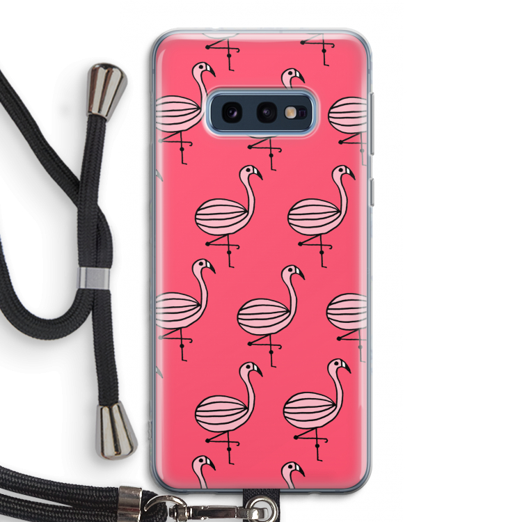 Flamingo: Samsung Galaxy S10e Transparant Hoesje met koord