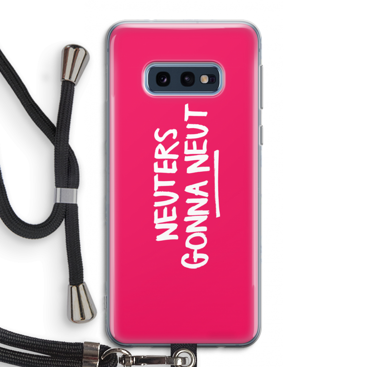Neuters (roze): Samsung Galaxy S10e Transparant Hoesje met koord