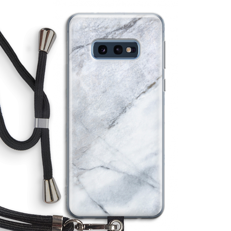 Witte marmer: Samsung Galaxy S10e Transparant Hoesje met koord