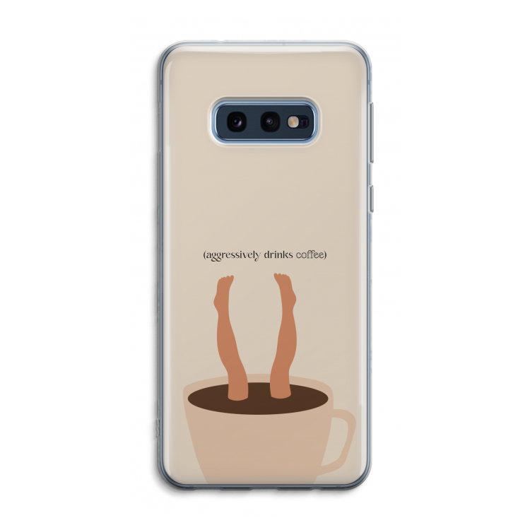 Aggressively drinks coffee: Samsung Galaxy S10e Transparant Hoesje