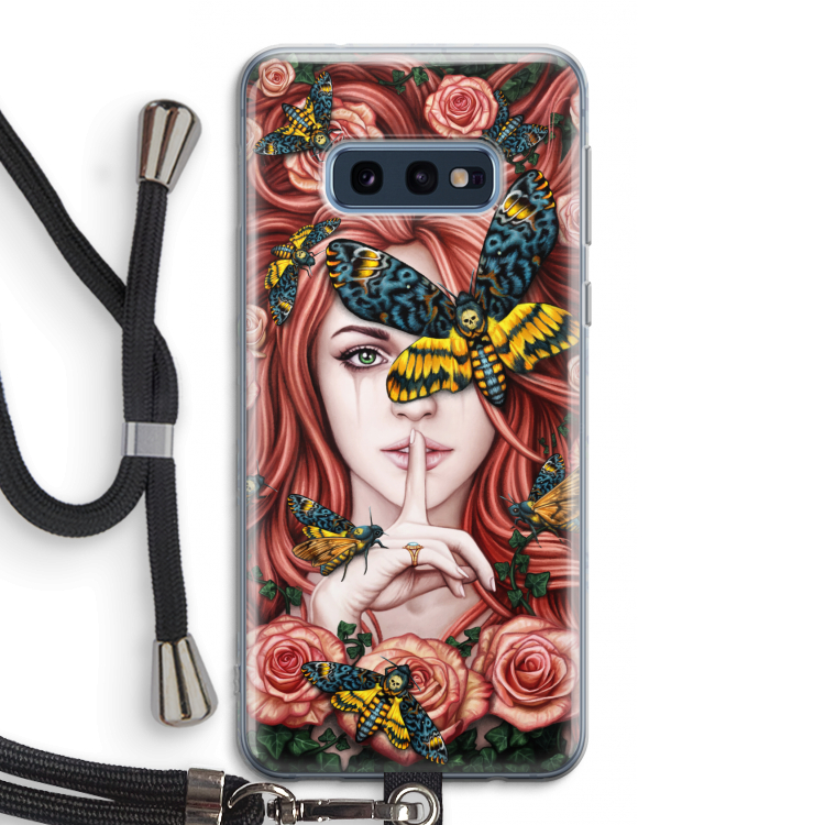 Lady Moth: Samsung Galaxy S10e Transparant Hoesje met koord